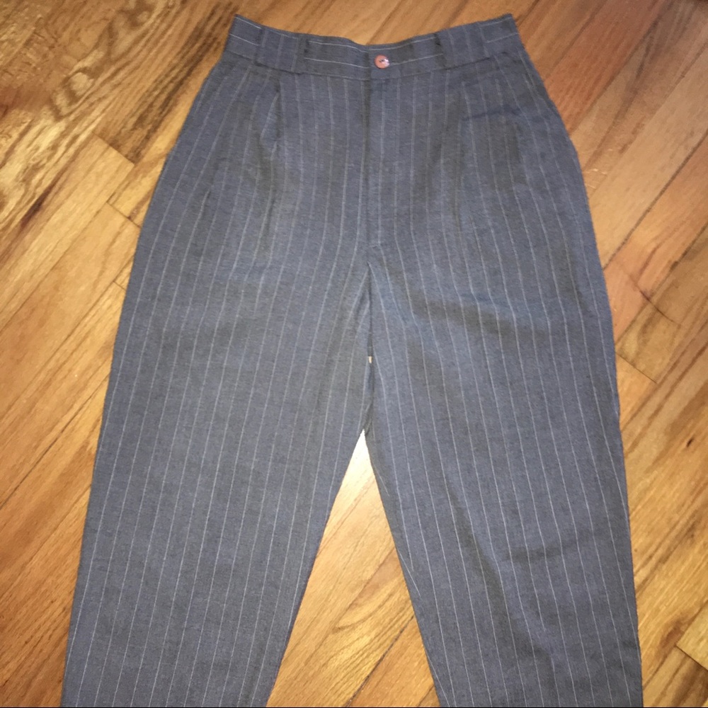 Vintage High Waisted Striped Pants w/ Pockets